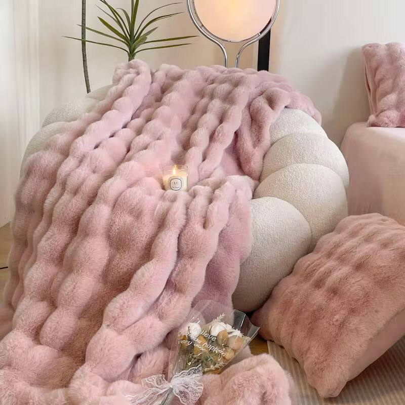 Big Size Soft Bubble Winter Throw Blanket Plain
couch and bed