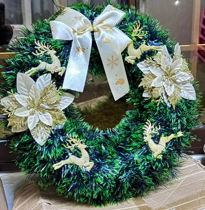 40CM Christmas Wreath for Front Door \ Window with GOLD Decor on it