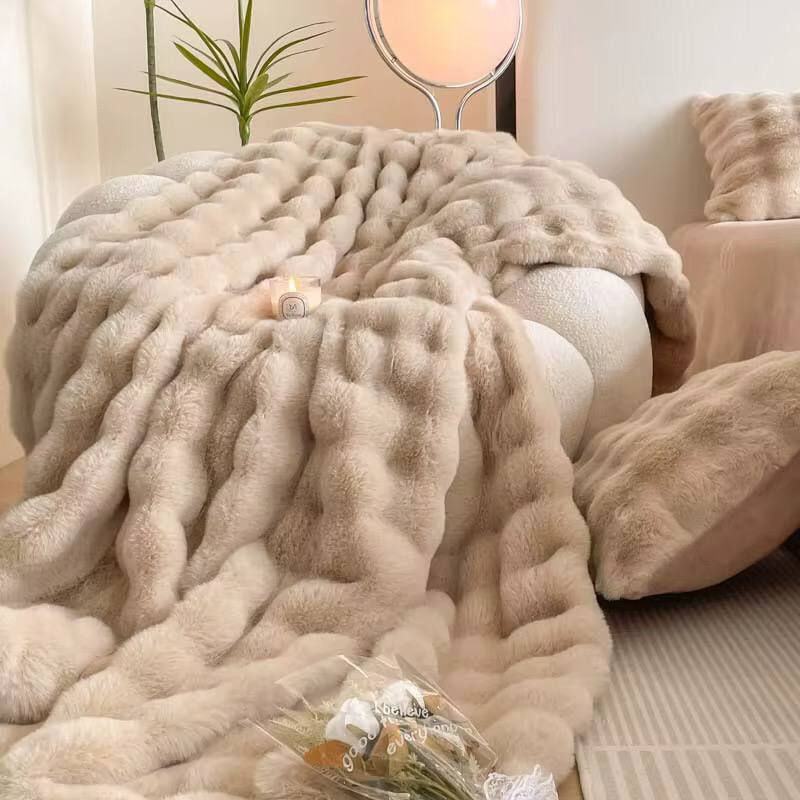 Big Size Soft Bubble Winter Throw Blanket Plain
couch and bed