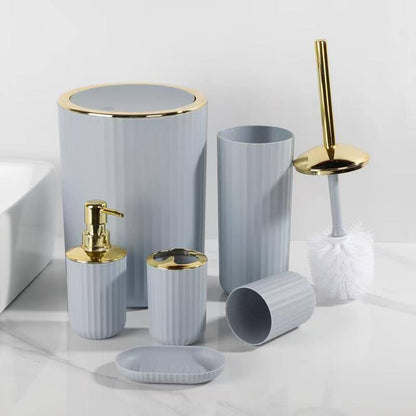 6 in luxury bathroom accessories set with touch of gold