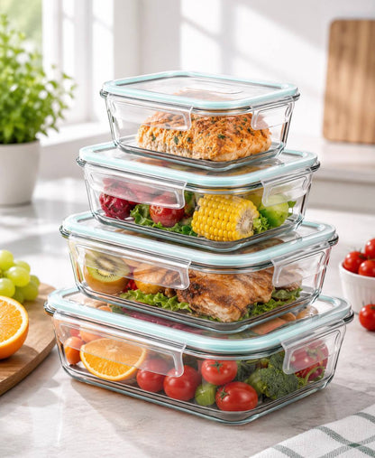 4 pcs glass food container set