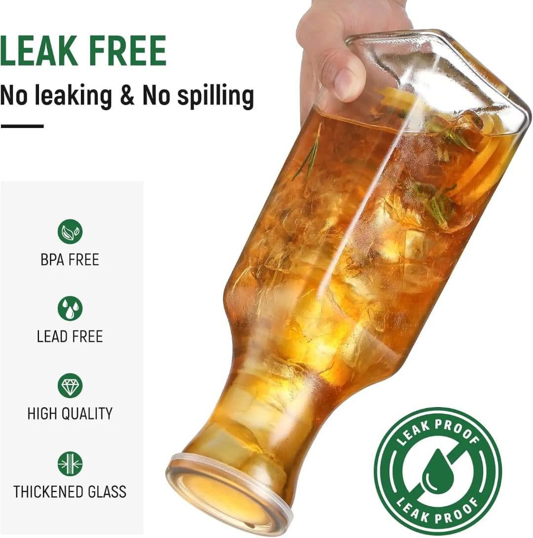 Clear Glass Pitcher, Square Glass Carafe with lid