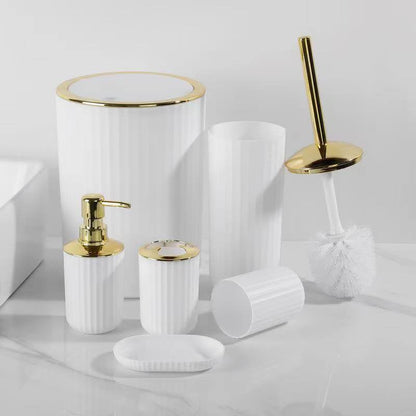 6 in luxury bathroom accessories set with touch of gold