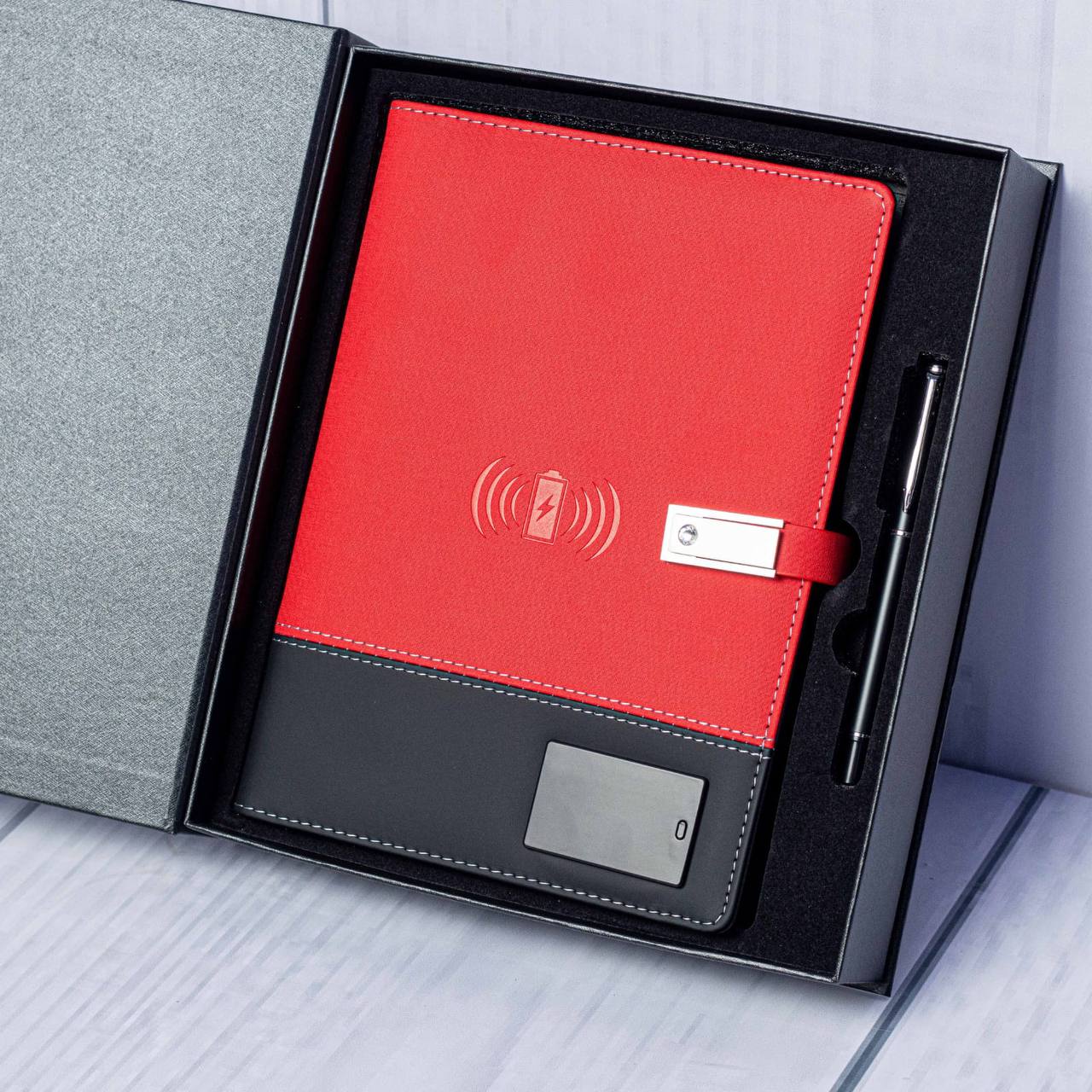 Advanced Smart A5 Notebook Portfolio, With Pendrive, Wireless Charging and Power Bank