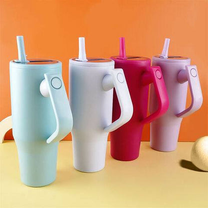 New 1200ml double wall travel cup stainless steel tumbler, vacuum insulated leak proof rotatable handle straw lid mug, Stanley design tumbler