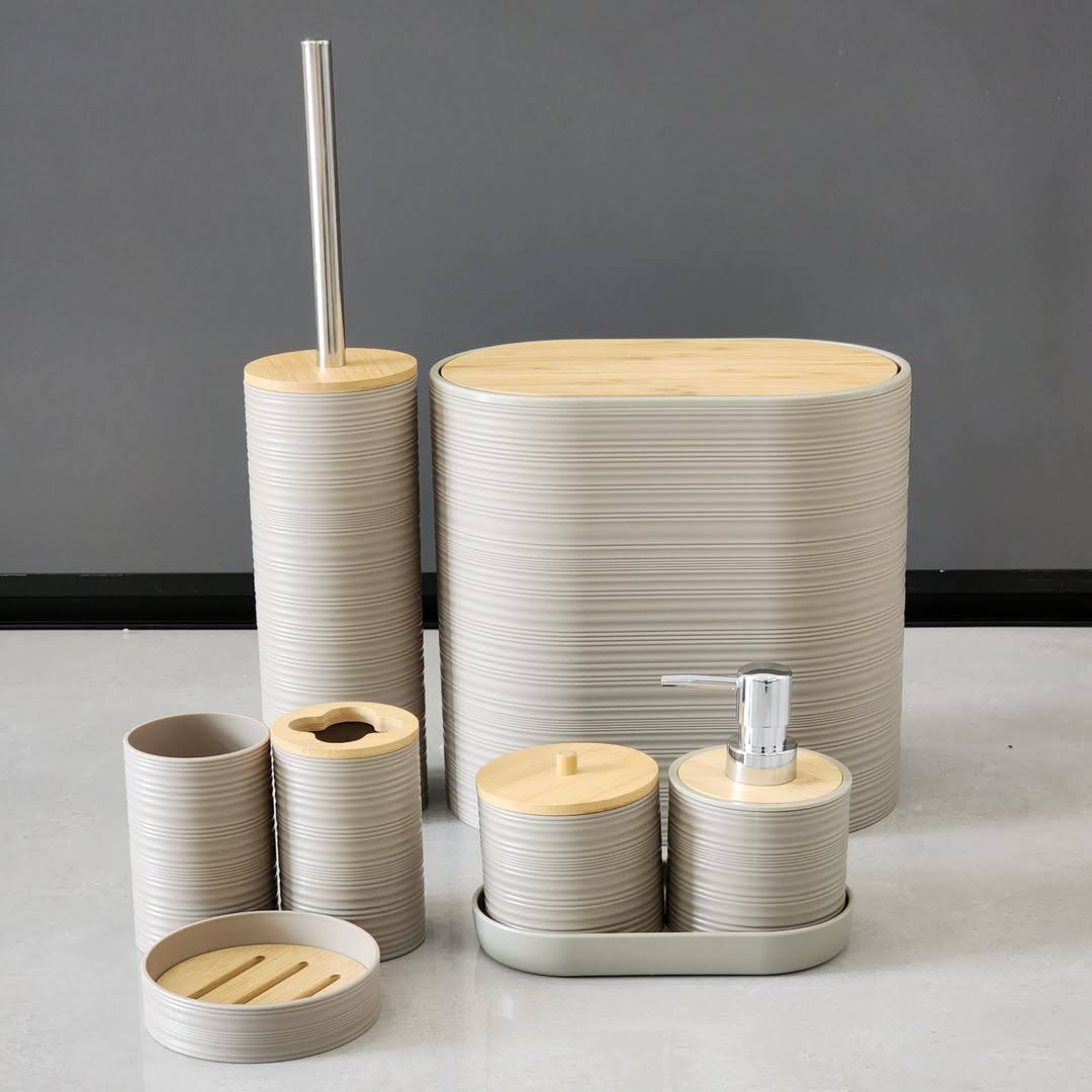 Luxury Bamboo Plastic Bathroom 
Accessories