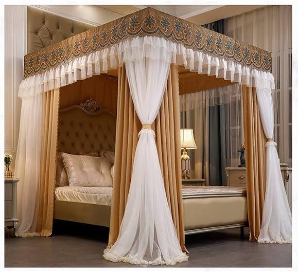 Quality Heavy Duty  4 stand Decorative Mosquito Net/Bed Curtain