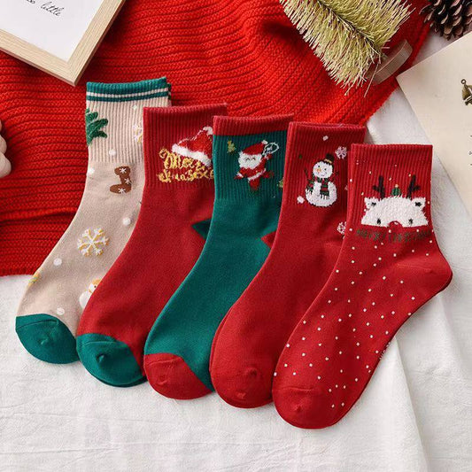 Christmas Socks Fall Winter Cartoon Santa Claus Elk Snowman Cute Xmas Socks a pair