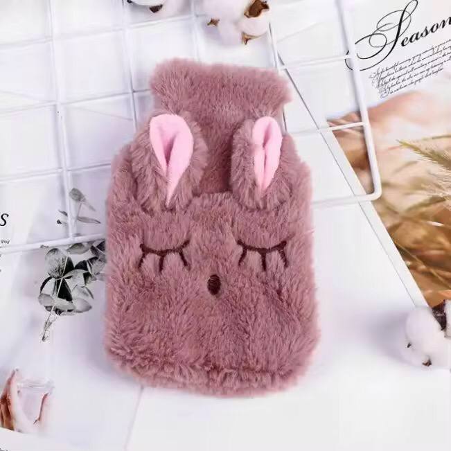 Cute rabbit shape fleece hot water bottle