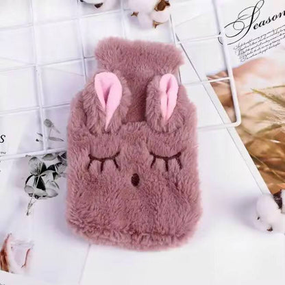Cute rabbit shape fleece hot water bottle