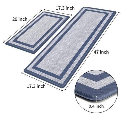 Big size Anti-fatigue Kitchen mats with soft cushioning to relieve pressure on your feet, legs, and back while you cook or clean. Stylish, non-slip, and easy to clean.