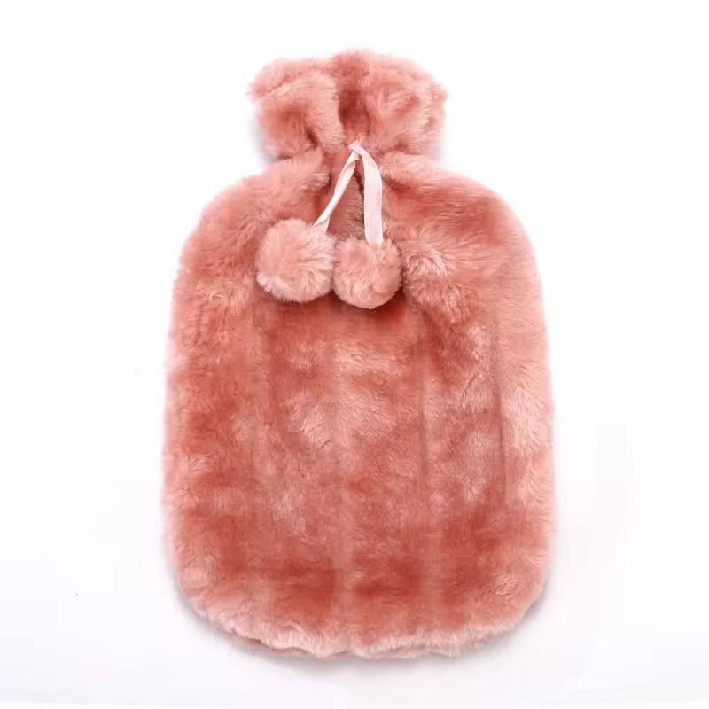 Hot water bottles with faux fleece cover