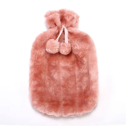 Hot water bottles with faux fleece cover