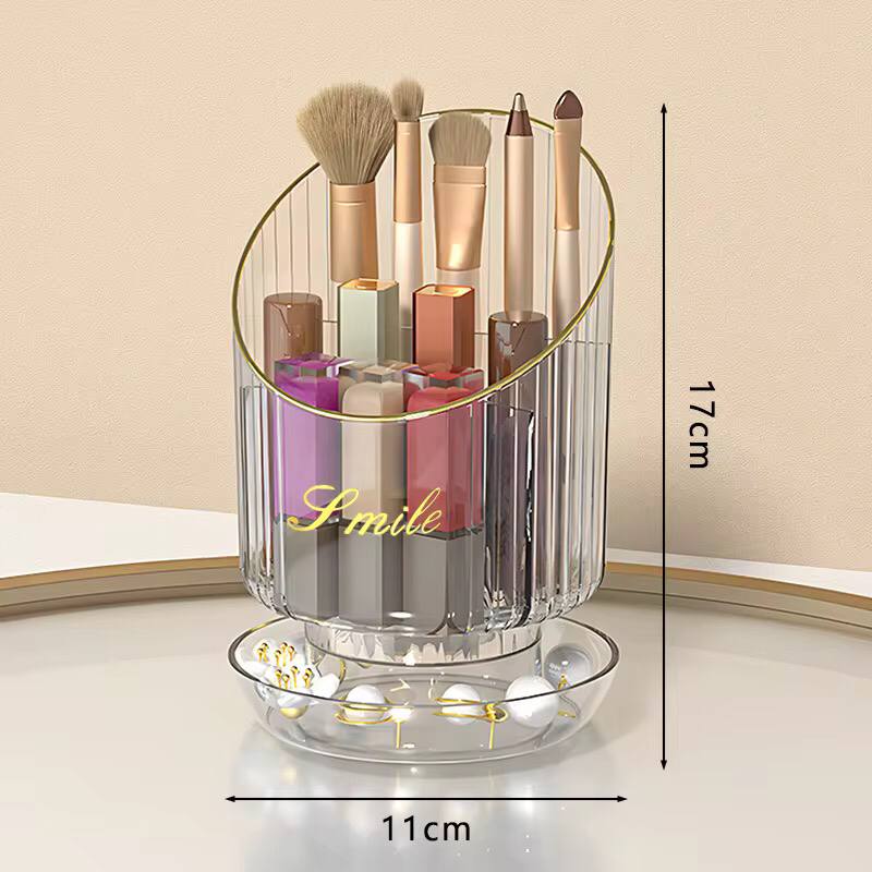 Rotating Makeup Brush Bucket Storage Box Portable Multifunction Dust-proof Large-capacity Desktop Organizer Lipstick Storage