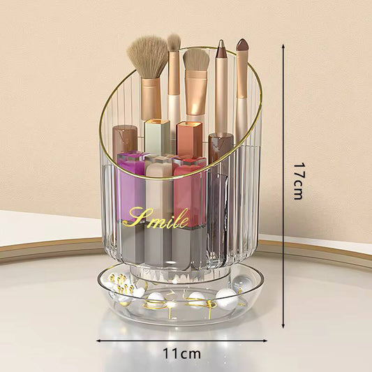 Rotating Makeup Brush Bucket Storage Box Portable Multifunction Dust-proof Large-capacity Desktop Organizer Lipstick Storage