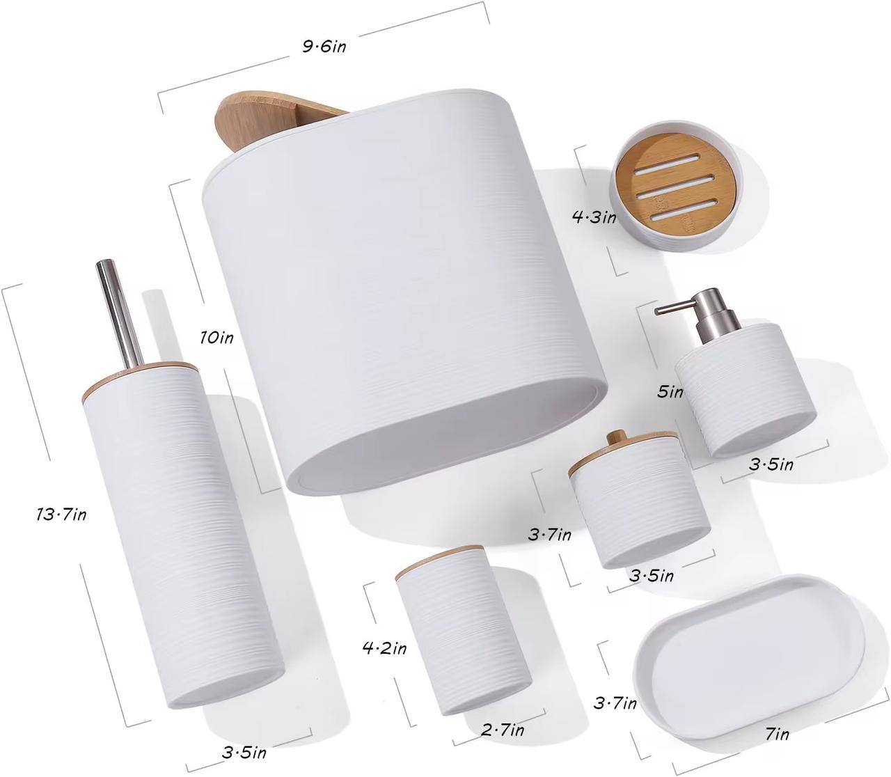 8 pcs Bathroom accessories set*/holizontal bamboo cover