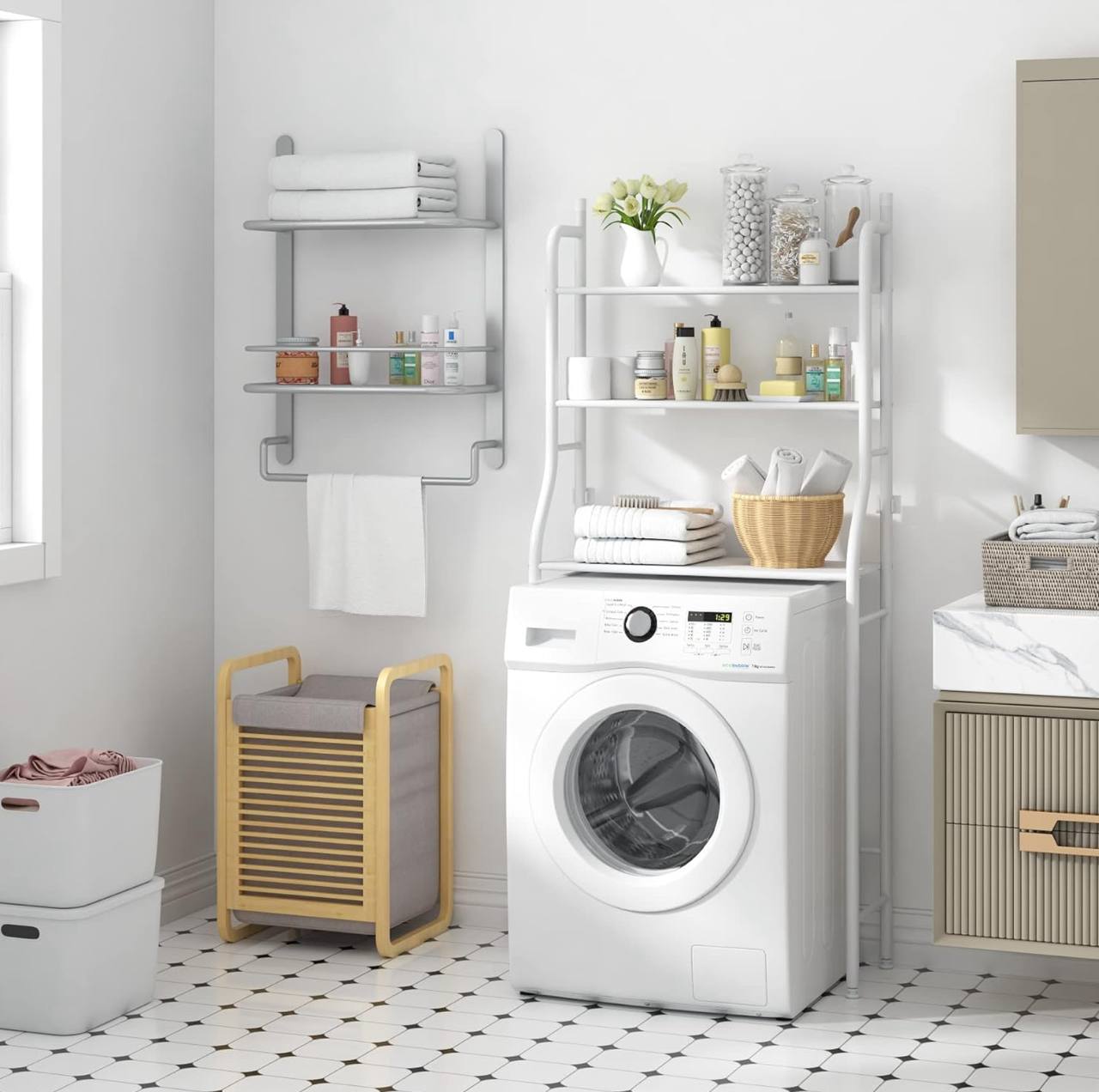 Over the washing machine stand