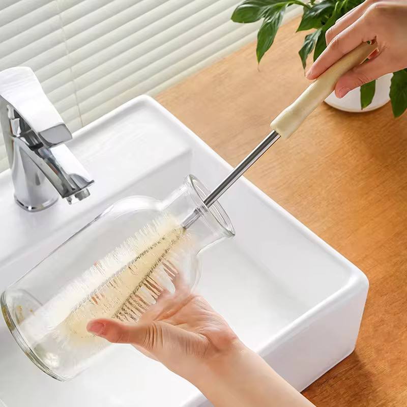 4 pcs Long Wooden handle bottle cleaning brushes
