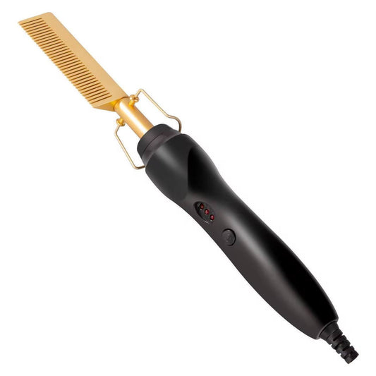 Gold electric heat comb hair straightener