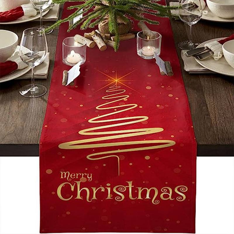 Christmas Table Runner Xmas Linen Table Cover Merry Christmas Decorations  Tablecloth