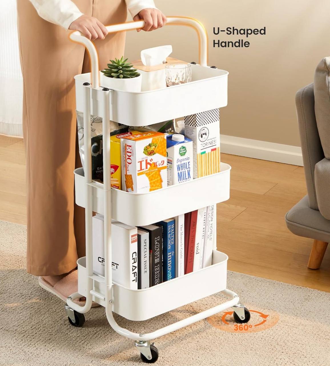 Multi-functional movable trolley storage rack