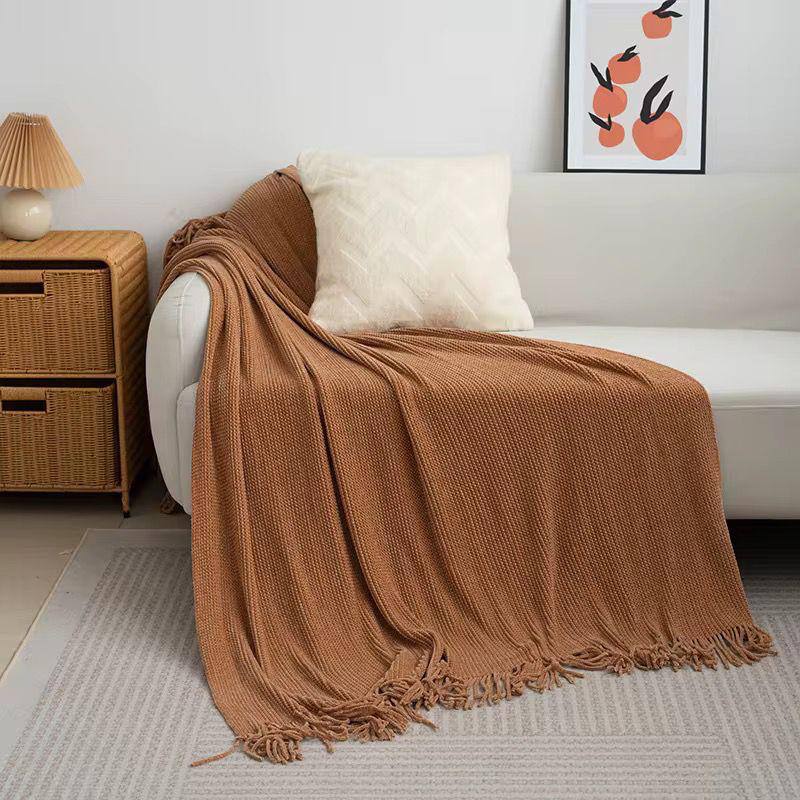 Soft textured chenille throw blanket