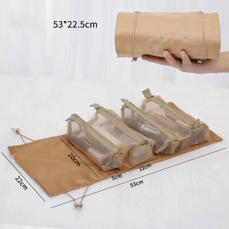 4 In1 Cosmetic Bag Nylon Mesh Detachable Makeup Bag