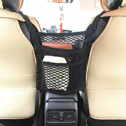 Super stretch 2slot net organizer for in between car front seats