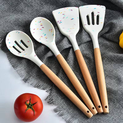 Unique white marble silicone spoon set