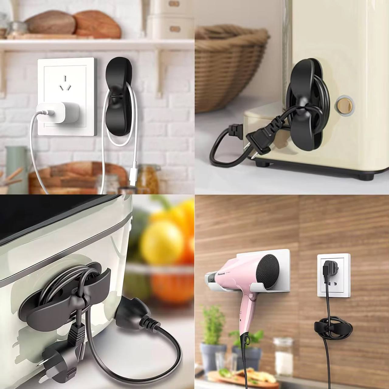 Wire Cable Organizer Tidy Management Clips Holder Adhesive Cord Storage Wrapper Winder for Kitchen Appliances Computer