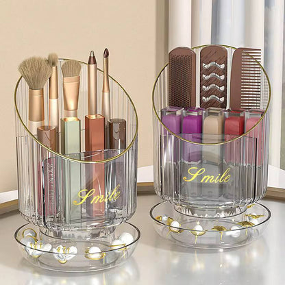 Rotating makeup brush holder