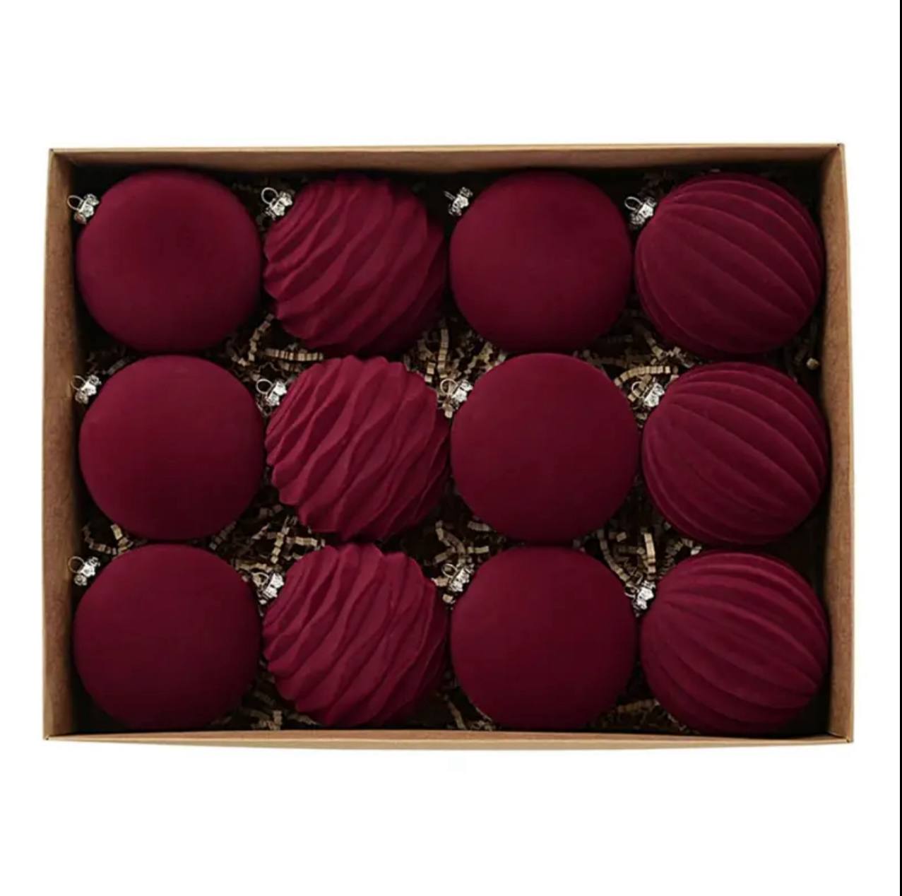 12PCS 8CM VELVET CHRISTMAS BALLS