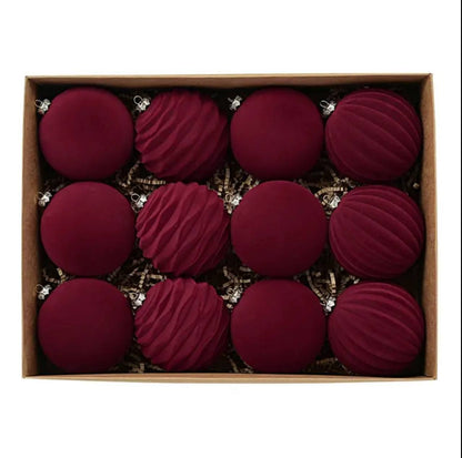 12PCS 8CM VELVET CHRISTMAS BALLS