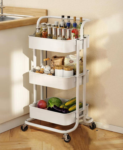 Multi-functional movable trolley storage rack