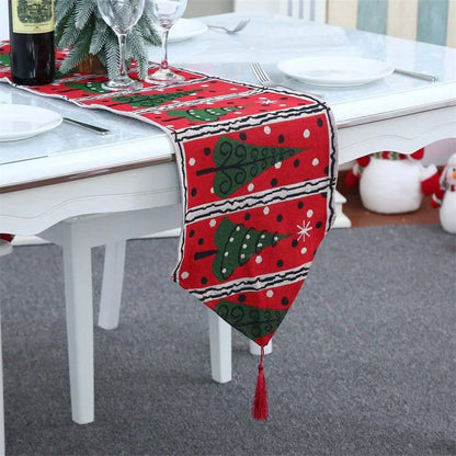 Elegant Christmas Themed Table Runners With Tassels