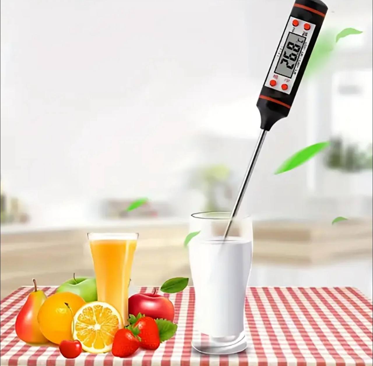 Digital food thermometer battery operated with led display