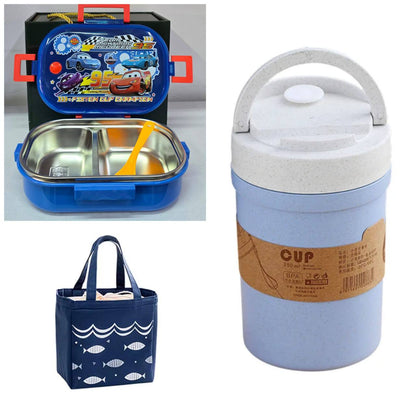 CARTOON 3 IN 1 MICROWAVEBLE LUNCH BOX COMBO SET