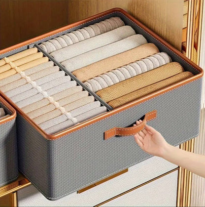 Versatile Foldable double compartment closet organizer with a divider