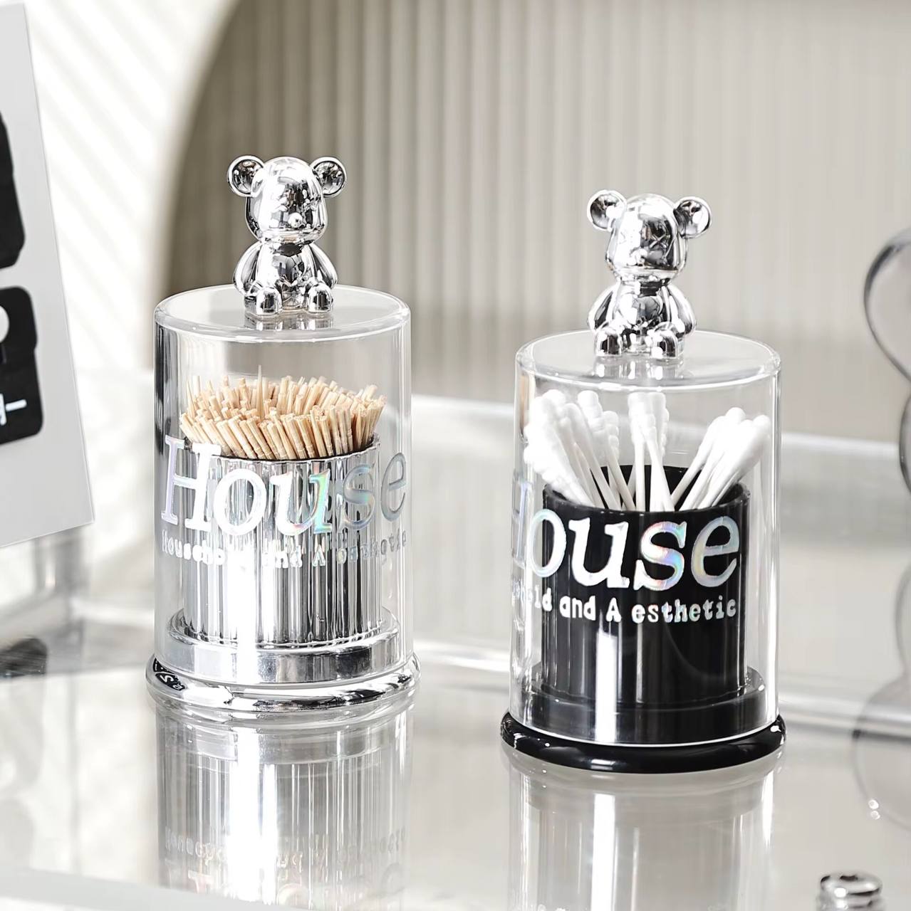 Cute bear Toothpick / cotton swab / Earbud Box