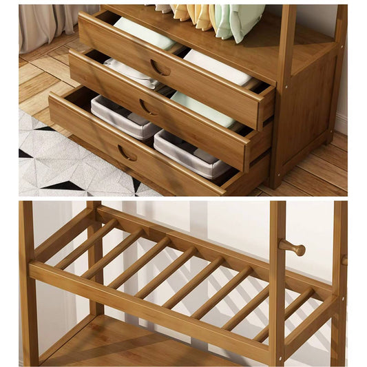 Multiple purposes cloth rack organizer with storage draw