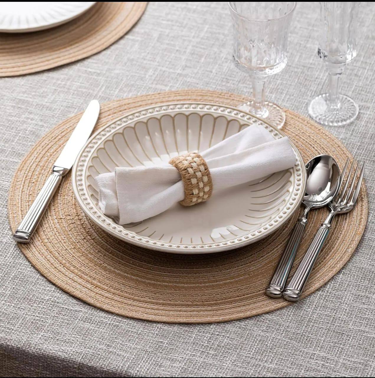 High-quality,thick  ramie woven table mats.
6pcs