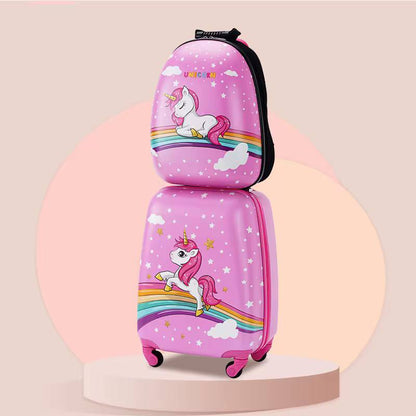 2 IN 1 CARTOON-THEMED KIDS TROLLEY SUITCASE WITH BACKPACK