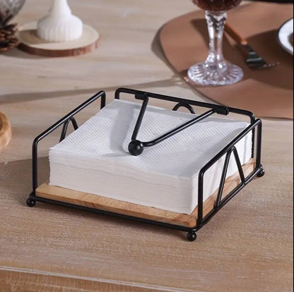 Luxury metallic serviette holder,with Bamboo place on