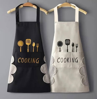 Kitchen Apron with Hand Wipe Pockets
