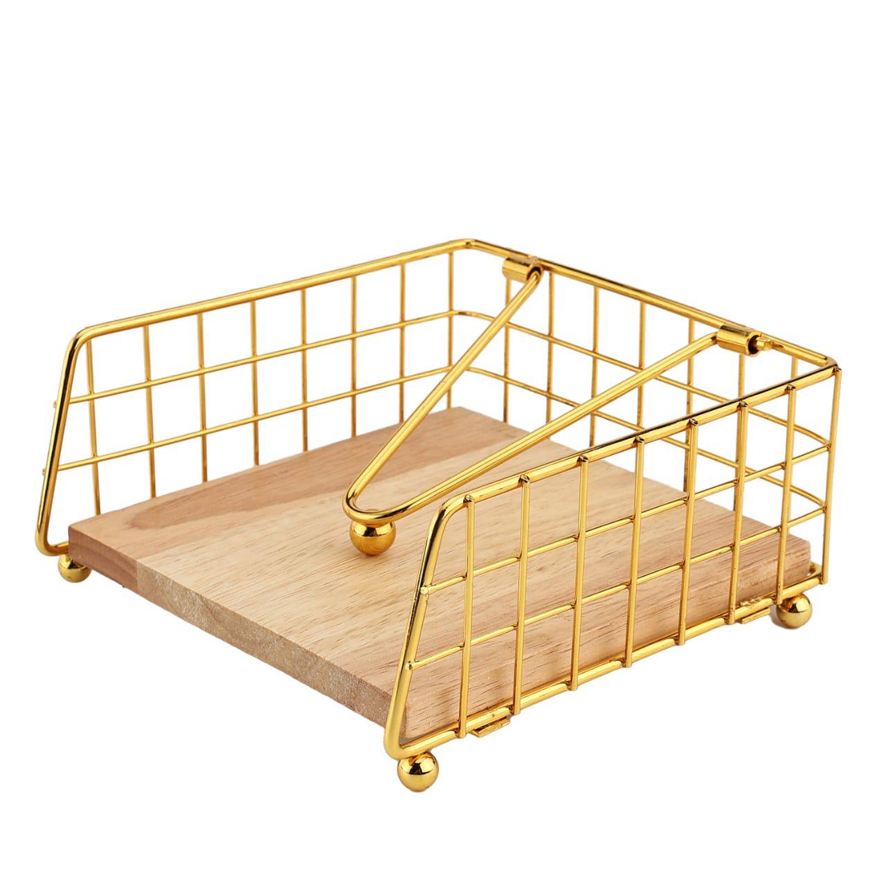 Luxury metallic serviette holder, with Bamboo place on/ napkin holder