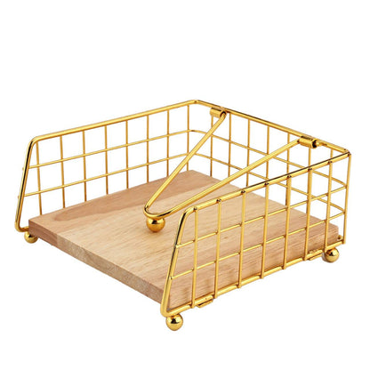 Luxury metallic serviette holder, with Bamboo place on/ napkin holder