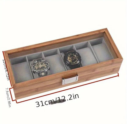 6 slots wooden watch organizer