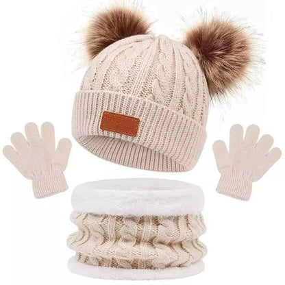 3 IN 1WINTER KIDS BEENIES HAT,SCARF SET AND GLOVES