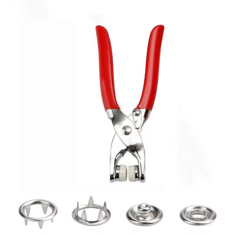 Metallic snup button pliers set