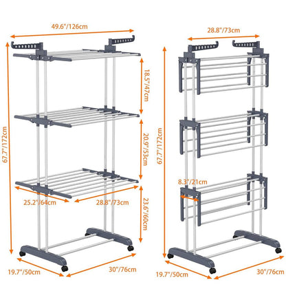 3 Layer Portable / Movable Cloth Drying Rack
